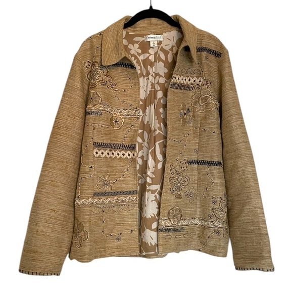Coldwater Creek Embroidered Floral Linen Jacket | M - Picture 1 of 7
